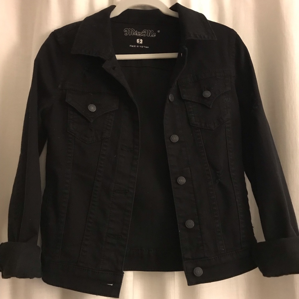 Miss Me Black Denim Distressed Jacket